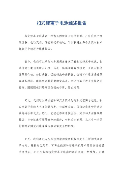 扣式锂离子电池综述报告