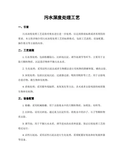 污水深度处理工艺