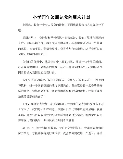 小学四年级周记我的周末计划