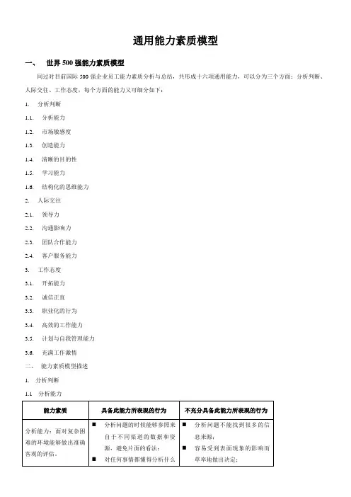 通用能力素质模型