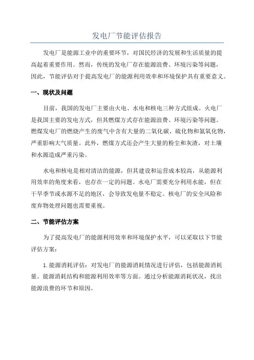 发电厂节能评估报告
