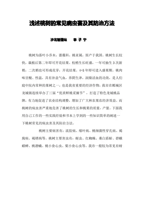 带图片 浅述桃树的常见病虫害及其防治方法-李子宁