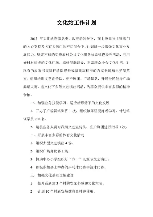 文化站工作计划