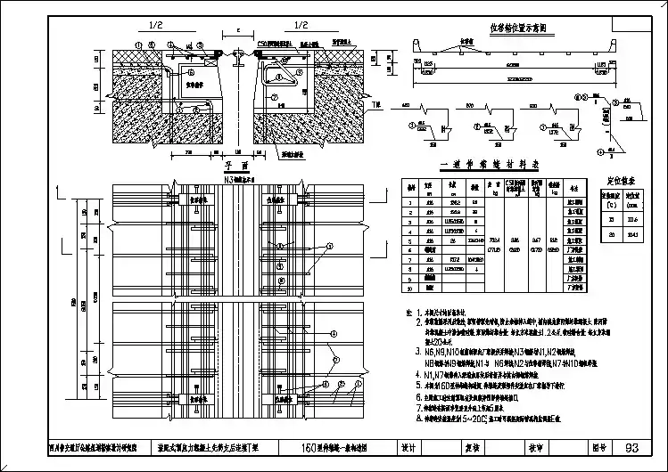 梁桥施工图纸30mT梁伸缩缝-160示意图