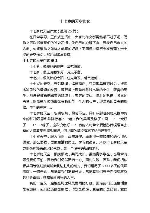 十七岁的天空作文（通用25篇）