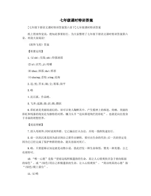  七年级课时特训答案