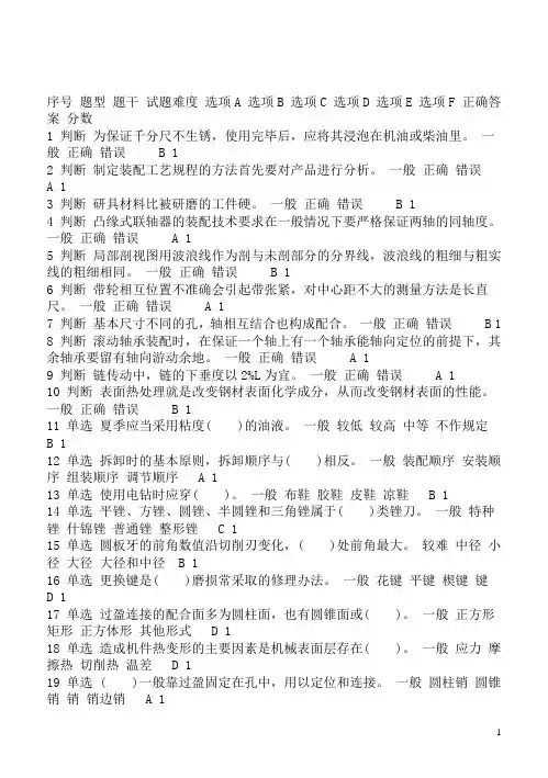 钳工试题2