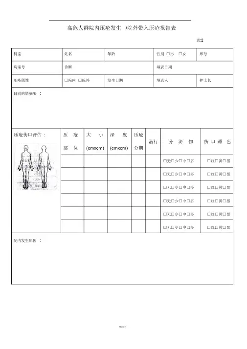 压疮评估报告／护理记录表