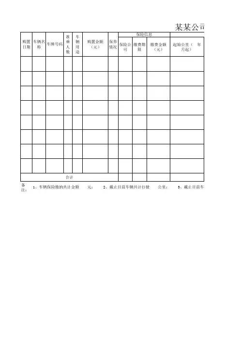 公司车辆统计表(最新版-实用)