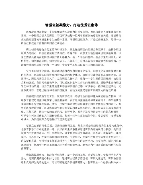 增强班级凝聚力,打造优秀班集体