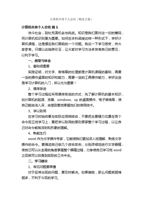计算机年度个人总结（精选3篇）