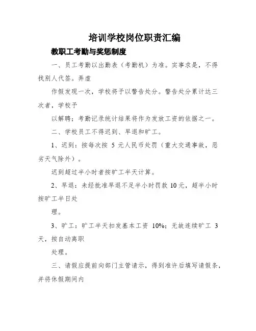 培训学校岗位职责汇编