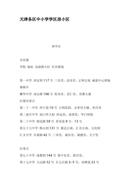 天津各区中小学学区房小区