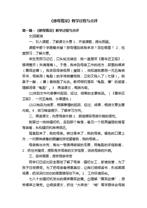 《慈母情深》教学过程与点评