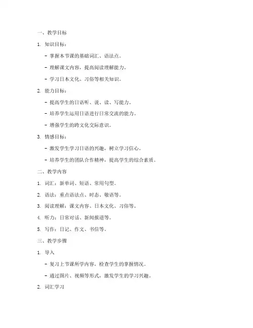 日语综合教案设计模板
