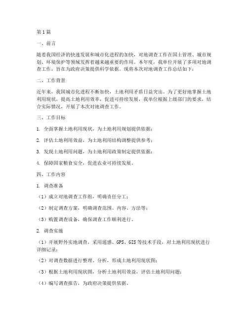 对地调查工作总结范文(3篇)