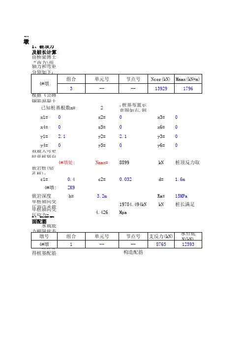 XXX大桥桩基(桩顶反力及配筋)受力计算完全