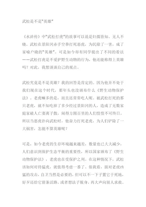 关于武松的看法作文
