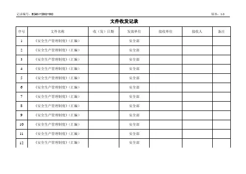 文件收发记录参考模板范本