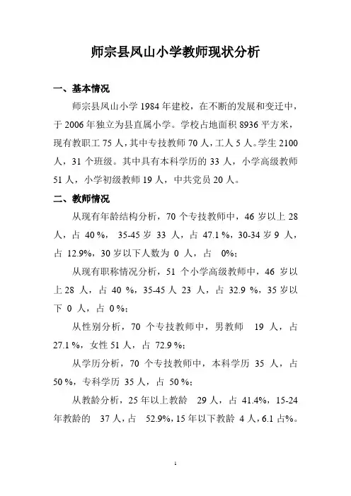 凤山小学教师现状分析