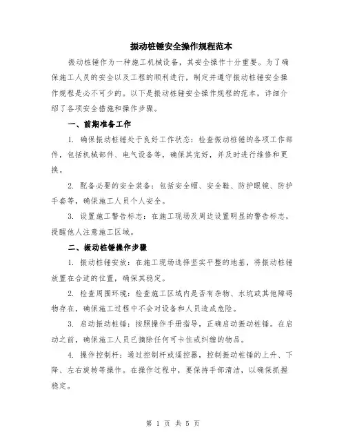 振动桩锤安全操作规程范本（2篇）