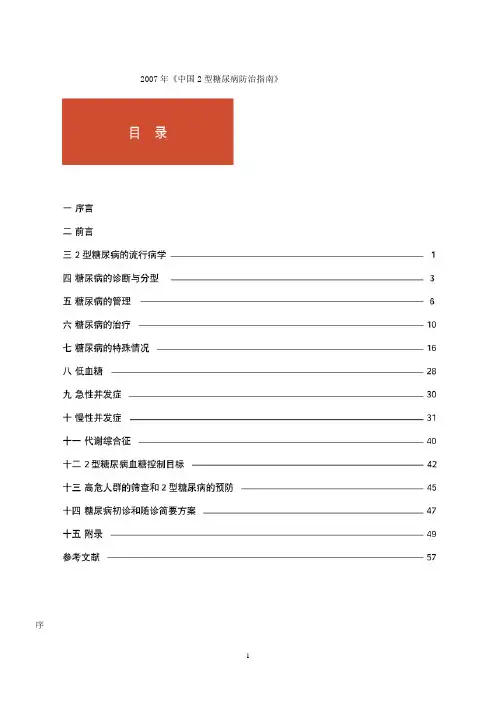 2007年《中国2型糖尿病防治指南》