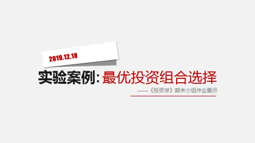 最优投资组合选择