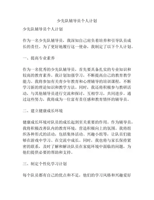 少先队辅导员个人计划
