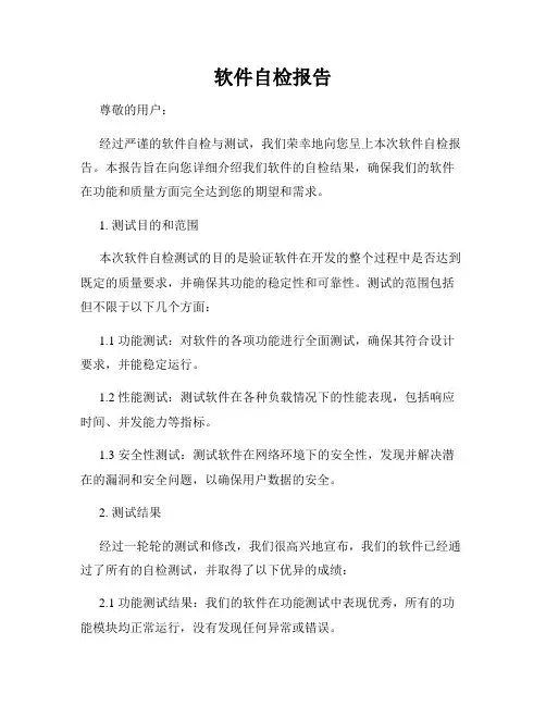 软件自检报告