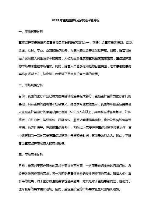 2023年重症监护行业市场环境分析