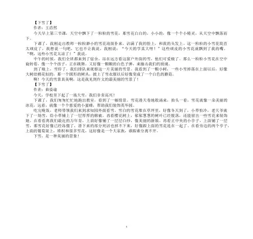 最新二年级看图写话下雪了作文