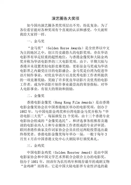 演艺圈各大奖项
