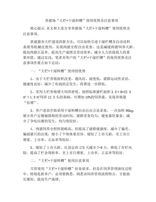 养猪场“大栏+干湿料槽”使用优势及注意事项
