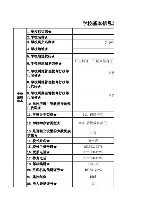 杨埠中学学校信息表