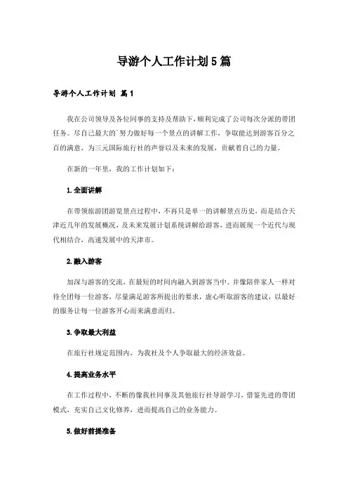 导游个人工作计划5篇