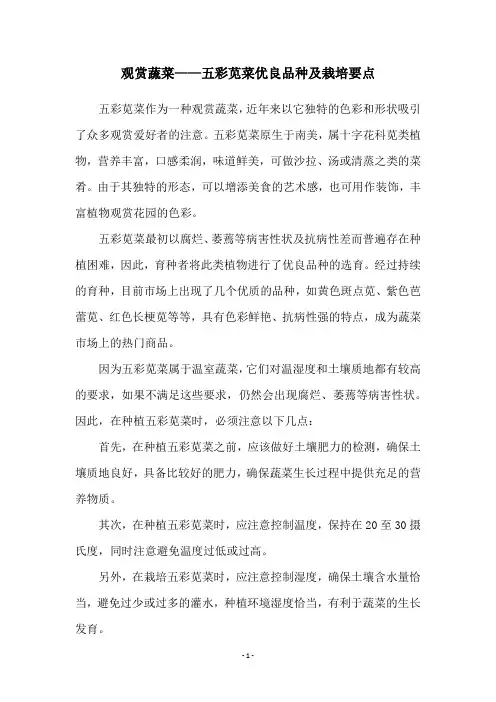 观赏蔬菜——五彩苋菜优良品种及栽培要点