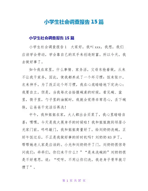 小学生社会调查报告15篇