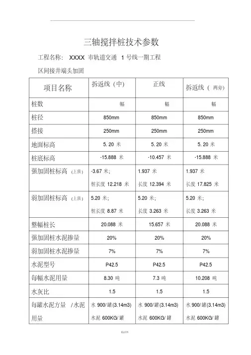 三轴搅拌桩技术参数
