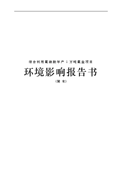 综合利用氟硅酸年产1万吨氟盐项目环境影响报告书简本