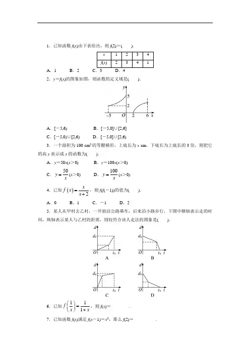表示函数的方法专题训练卷(含答案详解)