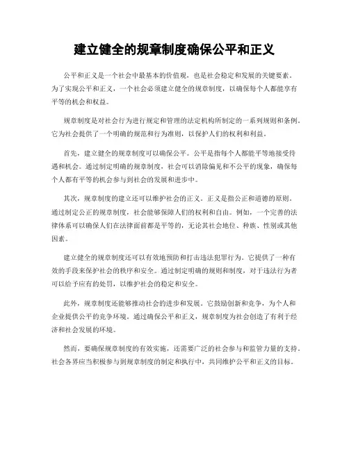 建立健全的规章制度确保公平和正义