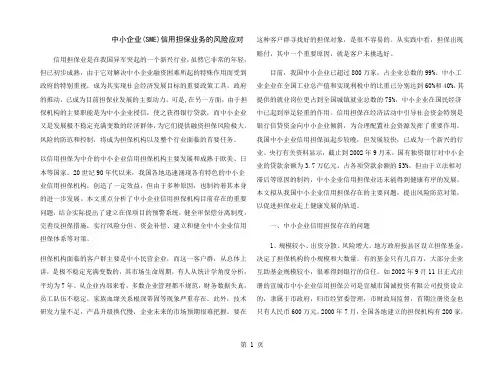 中小企业(SME)信用担保业务的风险应对