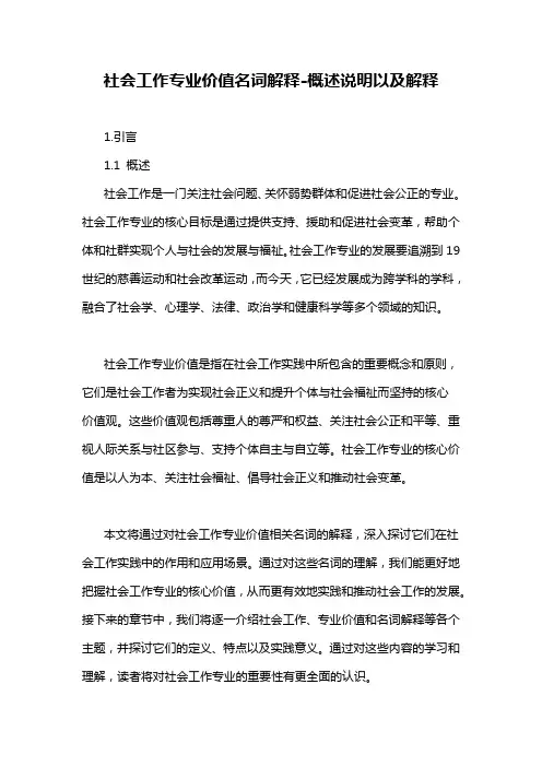 社会工作专业价值名词解释-概述说明以及解释