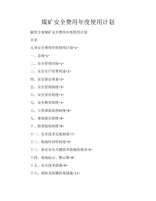 煤矿安全费用年度使用计划