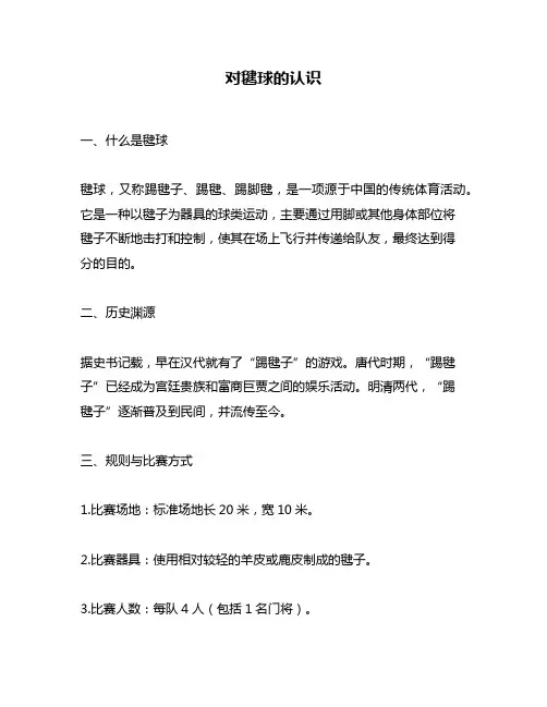 对毽球的认识
