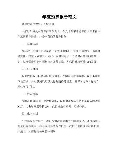年度预算报告范文