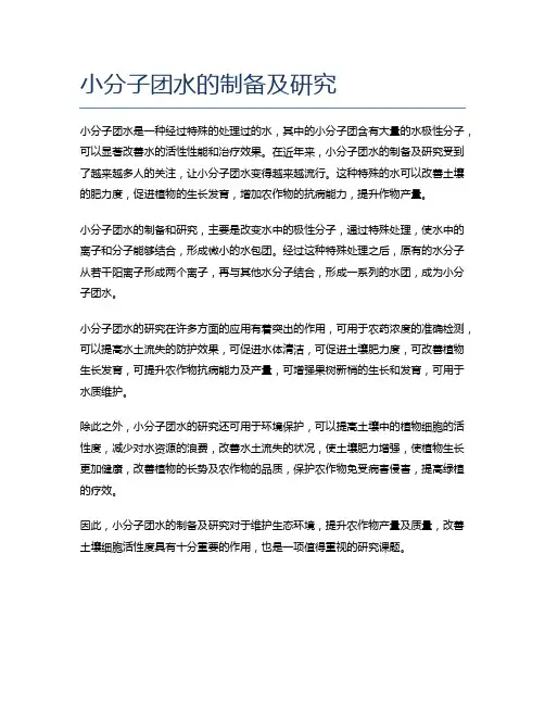 小分子团水的制备及研究