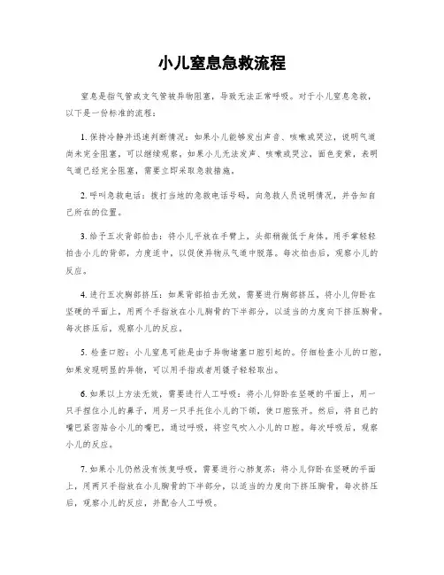 小儿窒息急救流程