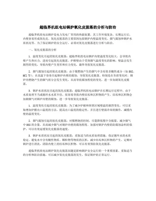 超临界机组电站锅炉氧化皮脱落的分析与防治