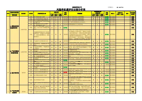 风险和机遇评估分析表